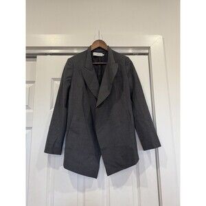 MM Lafleur Womens S Gray Wool Open Front The Oliver Angled Blazer Jacket Career